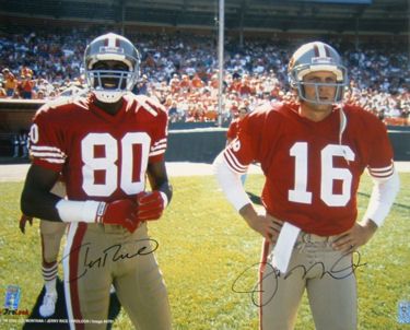 JOE MONTANA & JERRY RICE AUTOGRAPHED 49ERS 16X20 W/HOLO  