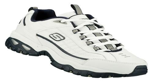 SKECHERS Mens Leather Sneakers in White Navy  