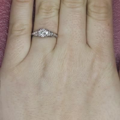   MINE CUT F G COLOR ORIGINAL ANTIQUE 18K VINTAGE ENGAGEMENT RING 1920s