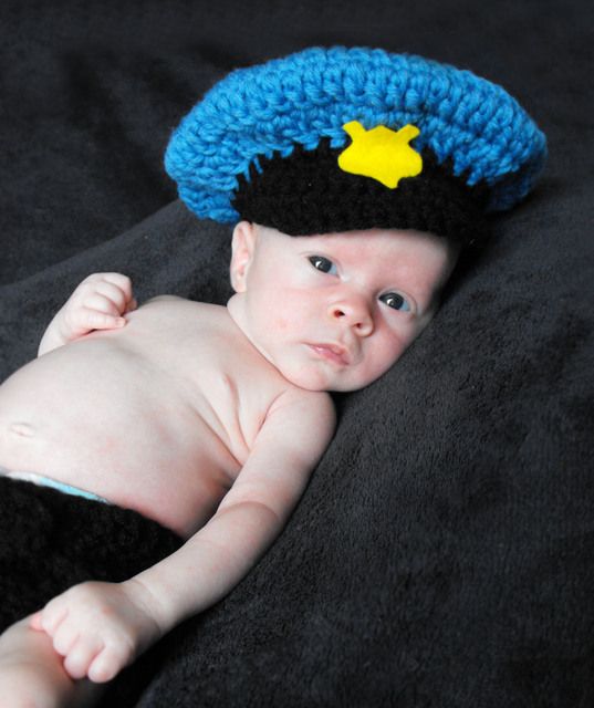 BABY POLICE Hat & Diaper Cover NEWBORN PHOTO PROP Set  