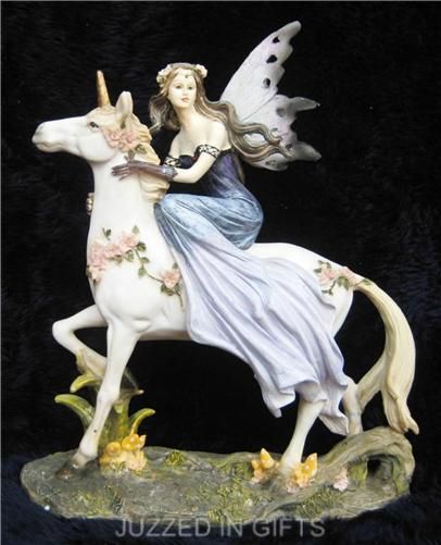 STUNNING DREAM SERENE FAIRY RIDING WHITE UNICORN NEW  