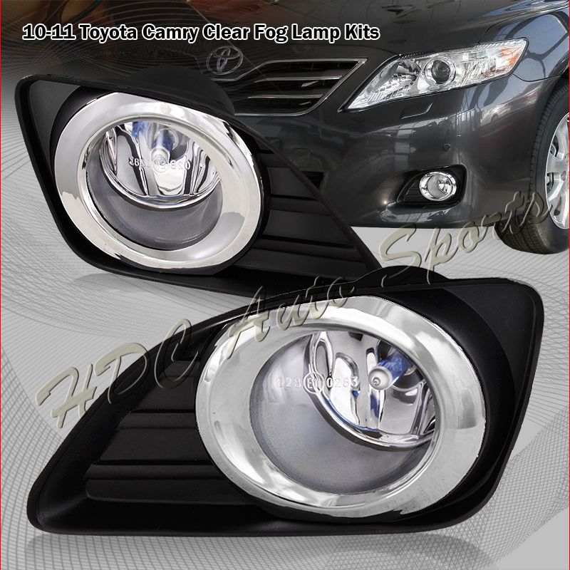 09 11 TOYOTA CAMRY 4DR CHROME CLEAR LENS BUMPER DRIVING FOG LIGHTS 