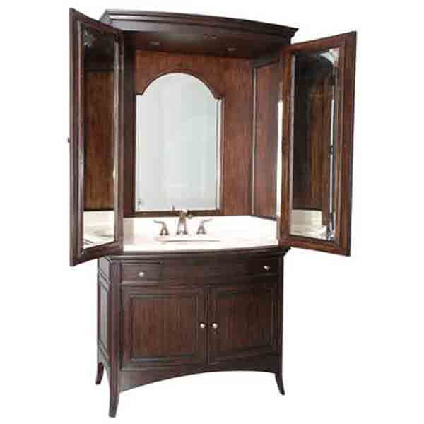 Verrone Sink Armoire Black Rubbed Finish Marble Top  