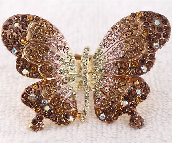 Mixed Butterfly Crystal Stretchy Elastic Ring E0689  