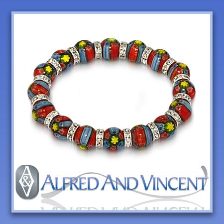 Venetian Millefiori Murano Glass Bead Stretch Bracelet  