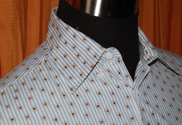 BUGATCHI UOMO LONG SLEEVE WHITE BLUE SHIRT MENS MEDIUM  