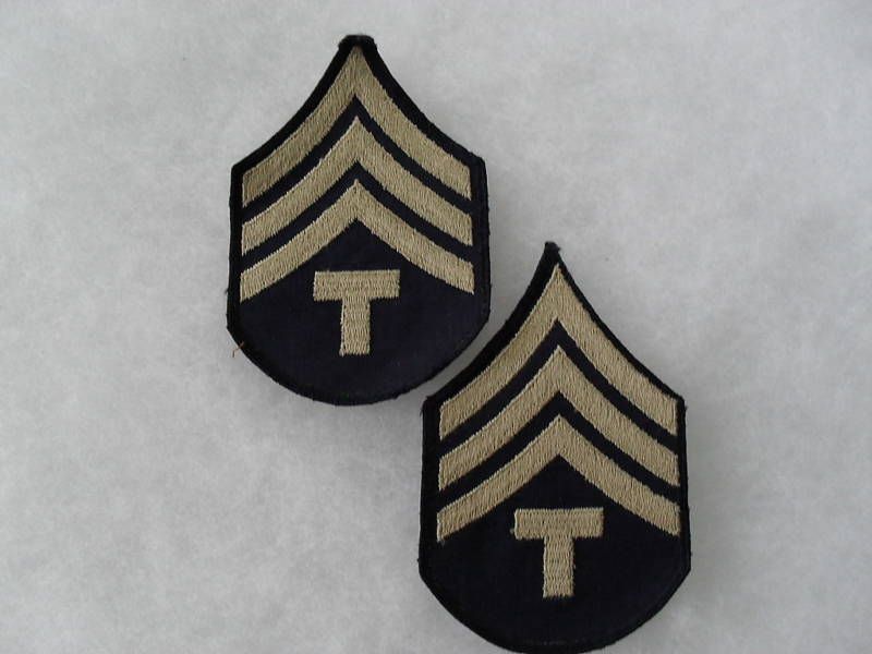 WWII ARMY TECH 4TH GRADE EMBROIDERED ON BLACK TWILL PR.  