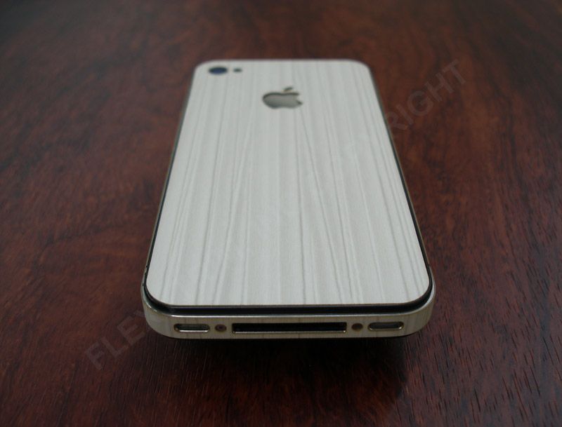 APPLE iPHONE 4/4S ROYAL WHITE WOOD FULL BODY WRAP PROTECTOR DECAL SKIN 