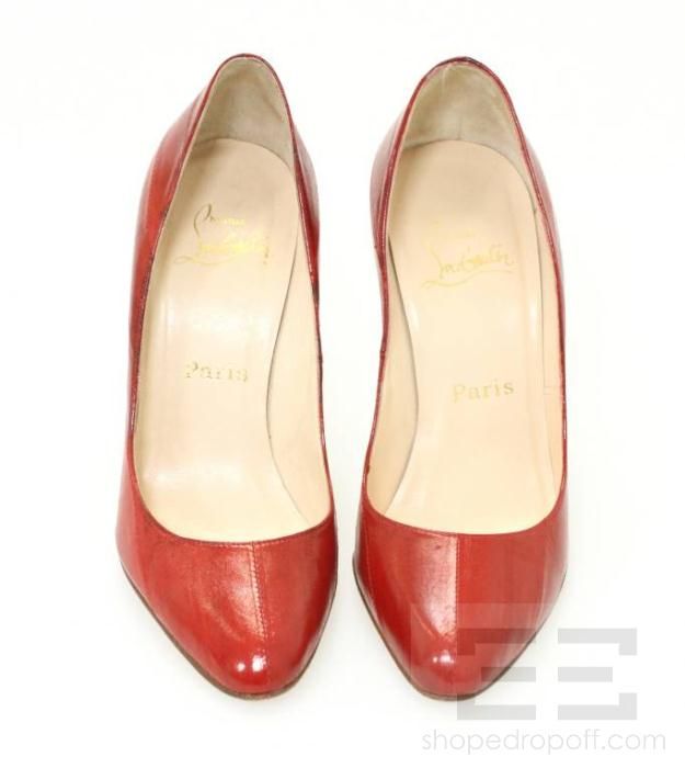 Christian Louboutin Red Eel Skin Pumps Size 37  