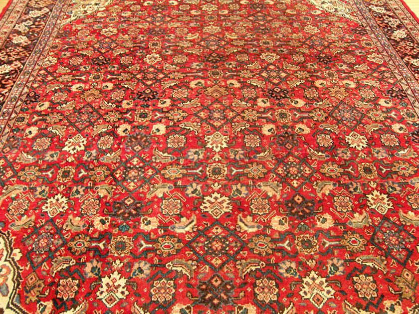   Condition Handmade Antique Persian Mahal Vegetable Dye Wool Rug  
