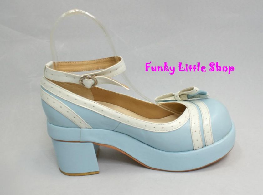 Blue Sweet lolita dolly high heels shoes US 5.5   10.5  