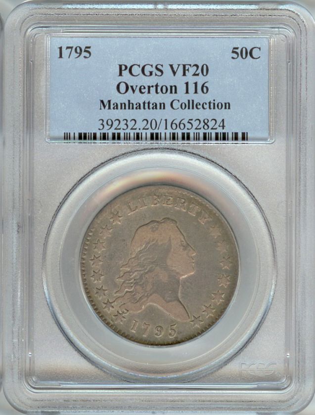 1795 Bust Half Dollar PCGS VF20 Overton 116 R4. Manhattan Collection 