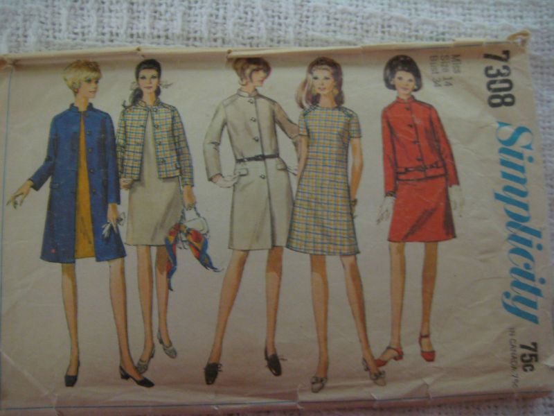 Vtg Simplicity 7308 A Line Dress Coat Women Sew Pattern  