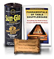 TOURNAMENT GOLD SHUFFLEBOARD TABLE WAX   6 PACK + TALC + BOOKLET 