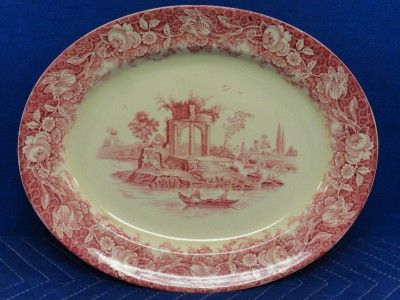 Vintage Melrose Baker & Co Oval Red Transferware Platter M76  