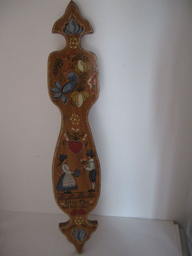 ROSEMALING Wooden Wall Hanging Signed M L FANDRE  