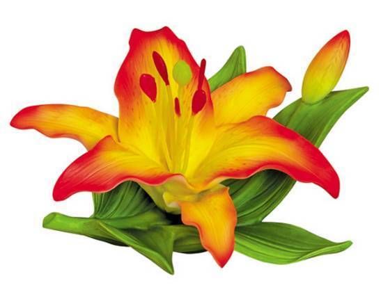 ANDREA BY SADEK *YELLOW ORANGE LILY* FLOWER FREE SH NIB  