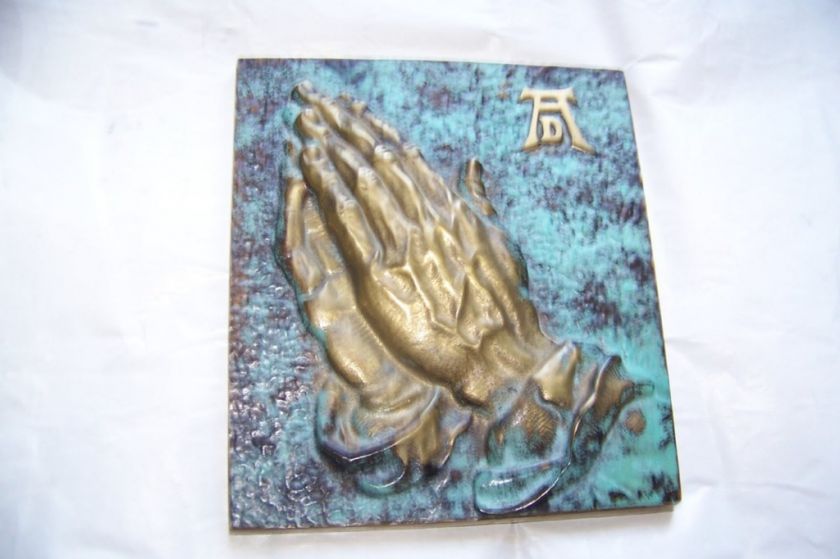 Vintage Albrecht Durer Brass Wall Plaque Germany Hands  