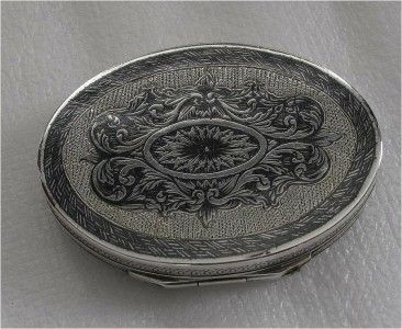 RUSSIAN STERLING SILVER GILDED NIELLO SNUFF BOX, 1800S  