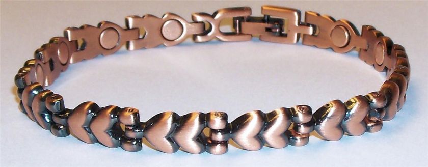   COPPER HIGH POWER GOLF THERAPY PAIN RELIEF HEARTS MAGNETIC BRACELET