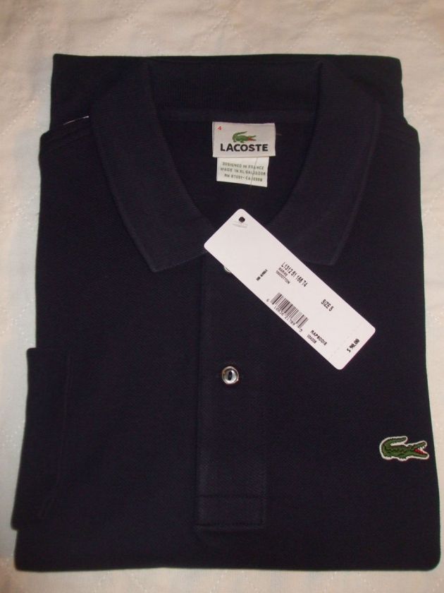 NEW Mens LACOSTE L/S Classic PIQUE Polo GOLF Shirt, NAVY BLUE, PICK A 