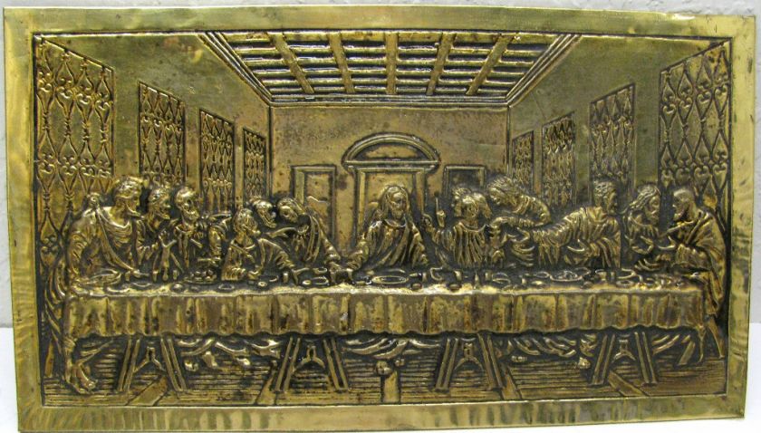 Antique Leonardo Da Vinci’s Painting The Last Supper Copper Plaque 