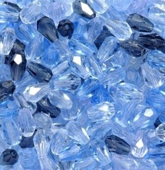 CZECH BLUES TEARDROP FIRE POLISHED FAC 5x7mm GLASS BEAD MIX (40 