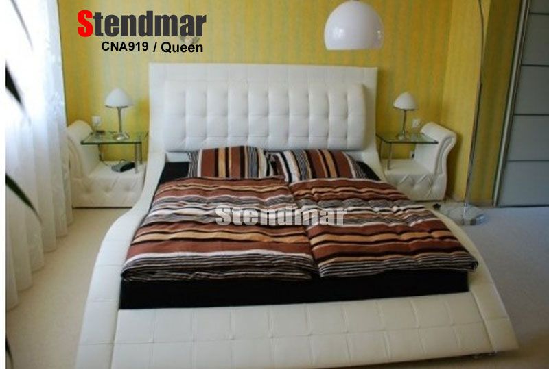 NEW MODERN STYLE LEATHERETTE PLATFORM BED CNA919  