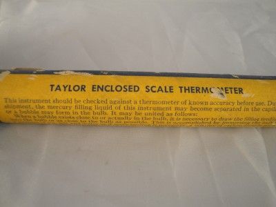 VINTAGE TAYLOR ENCLOSED SCALE DAIRY THERMOMETER & CASE  