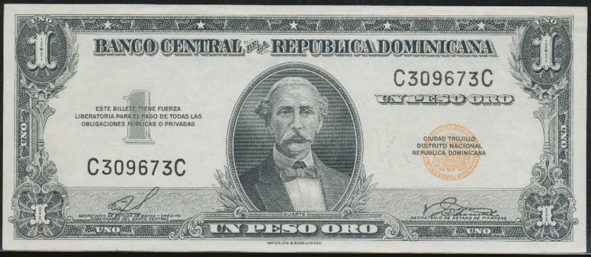 Dominican Republic 1 Peso Oro ND(1958 59), P.80 printer W&S  