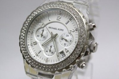 New Michael Kors Glitz Chronograph Date Women Mid Size Watch 43mm 