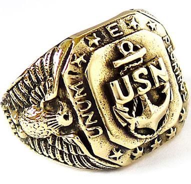 NAVY USN WWII WW2 MILITARY GOLD BRASS RING Sz 8  