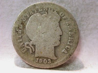 1903 S AG SILVER BARBER DIME ID#X208  