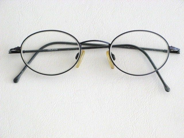 VINTAGE HALSTON EYEGLASS FRAMES BLACK OVAL 1980s  