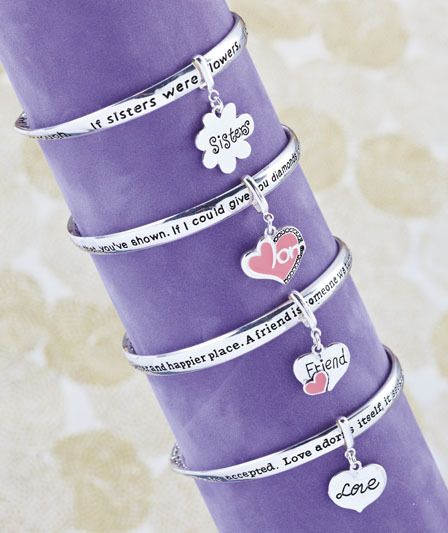 Bangle bracelet sisters silver sentiment New Sister  