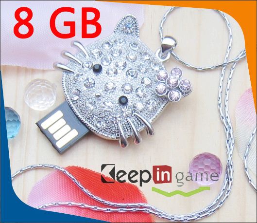 8GB Crystal Hello Kitty USB Flash Memory Stick Drive 8G  