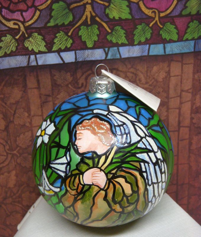 Tiffany Lily Angel Ball Glass Christmas Ornament by Mia Made in Poland 