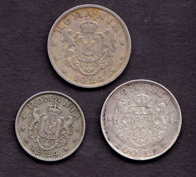 ROMANIA COINS, 1/2/200 LEI, 1924/1942  