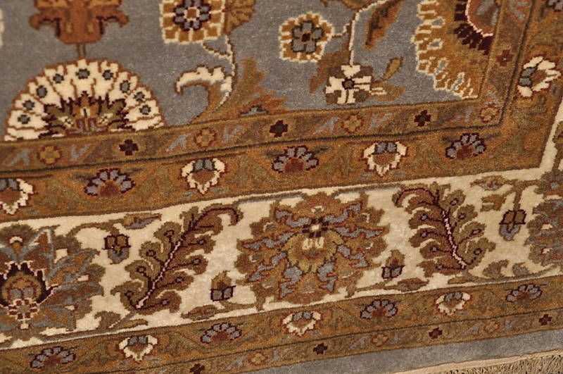 8x10 WOOL RUG PERSIAN HANDMADE BLUE GREY IVORY GOLD new  