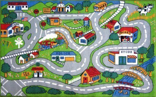 Country Fun Car Driving Road Street Kids Rug  