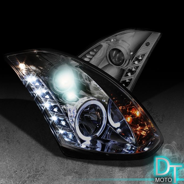 03 06 INFINITI G35 2DR LED PROJECTOR HEADLIGHTS SMOKED  