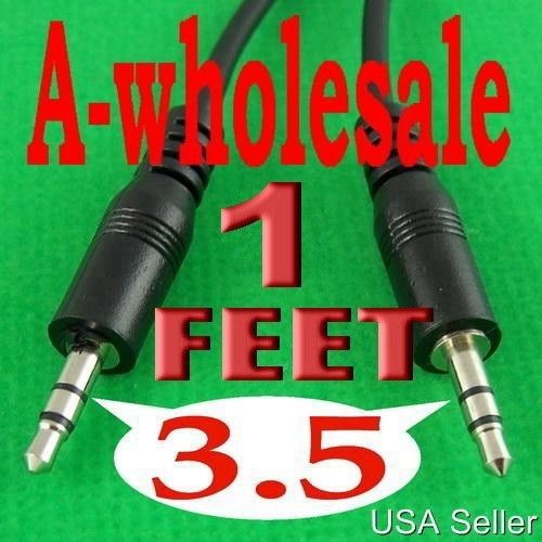 1ft 3.5 mm Male to Male M/M Jack Audio Stereo Aux Cable PC Adapter  