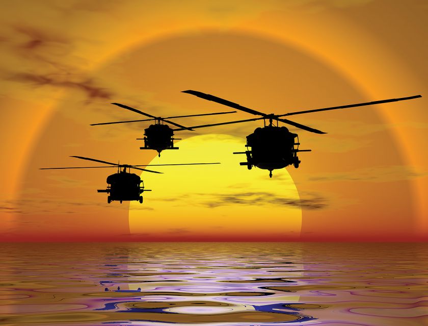 Military ARMY HELICOPTER SUNSET Wallpaper Wall Mural  
