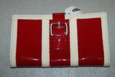 NEW Red Patent Wallet Artificial Leather Polka Dot Lining  