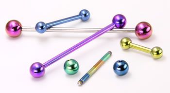 14g Titanium Straight Barbell 5/16   7/8   18 Color  