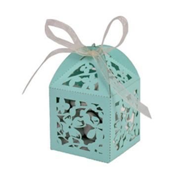 100 Tiffany Blue Magnolia Lazer Cut Wedding Favor Boxes  