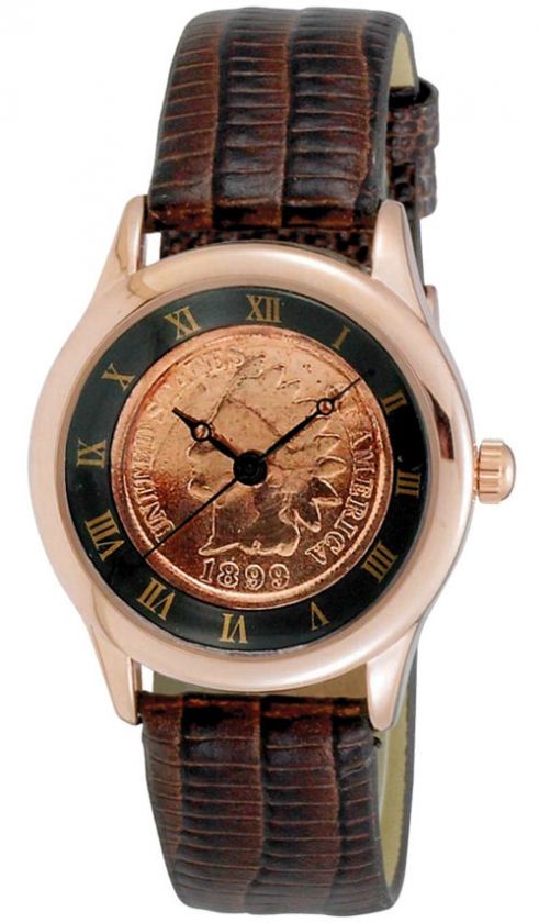   CN005R Indian Head Penny Collectors Rose Gold Coin Womans Watch  