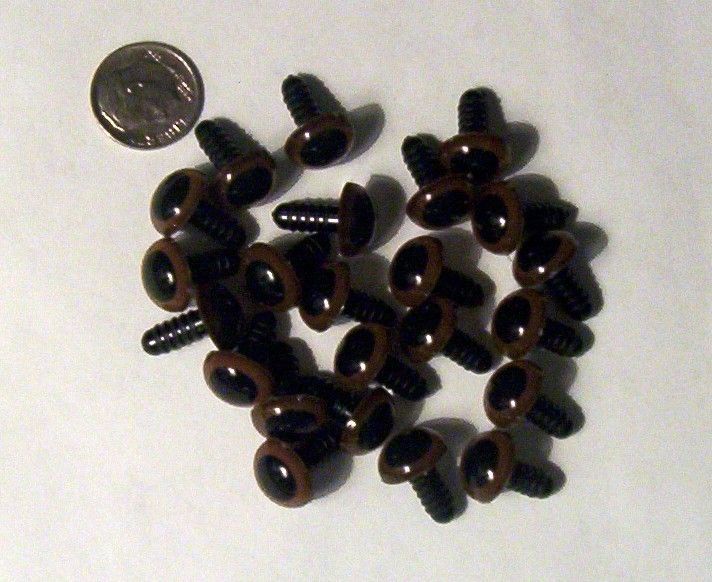 100 Animal DOLL Craft EYES w/WASHERS ~ 13.5mm BROWN  