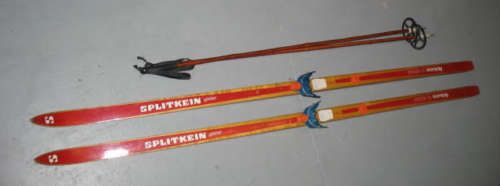 Vintage 190cm SPLITKEIN WOOD CROSS COUNTRY SKIS wooden  