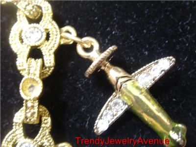 gold Travel Plane Eiffel Tower Cruise BRACELET Charm/  